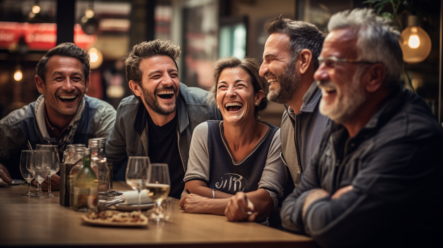 Fröhliche Menschen im Restaurant