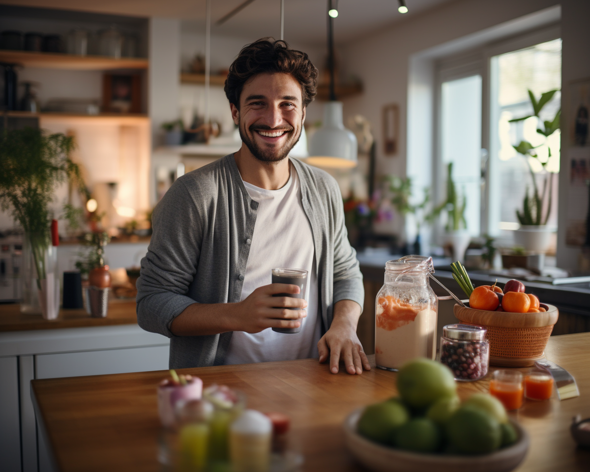 Influencer präsentiert Smoothie