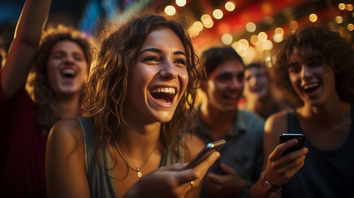 Junge Menschen, Freude, Smartphones